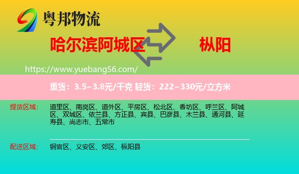 阿城區(qū)到樅陽縣物流
