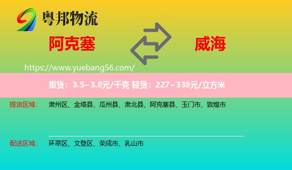 阿克塞縣到威海物流