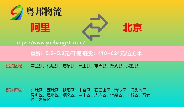 阿里到北京物流