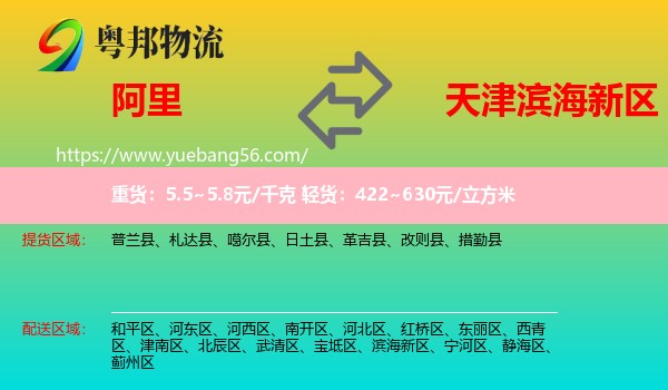 阿里到濱海新區(qū)物流