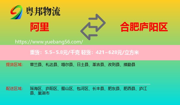 阿里到廬陽(yáng)區(qū)物流