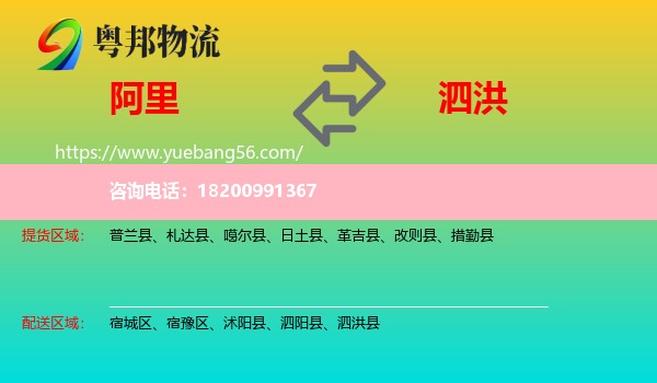 阿里到泗洪縣物流