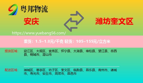 安慶到奎文區(qū)物流