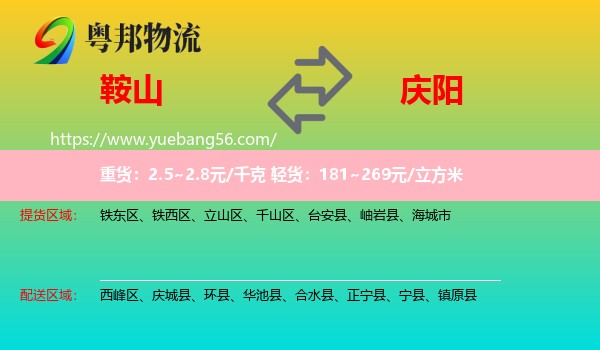 鞍山到慶陽(yáng)物流