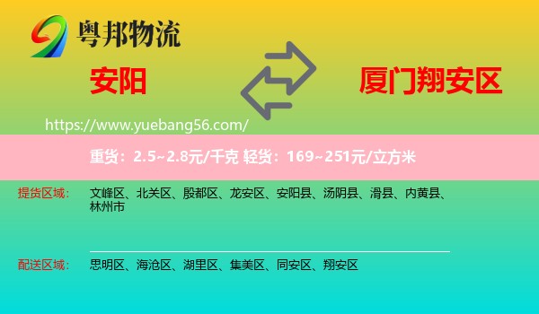 安陽到翔安區(qū)物流