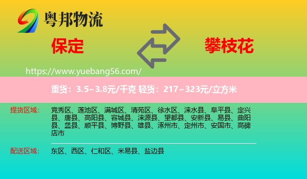 保定到攀枝花物流