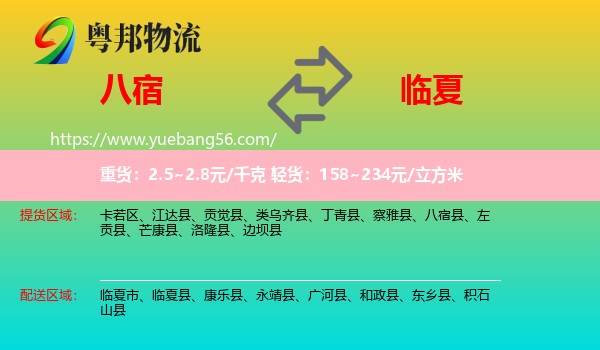 八宿縣到臨夏物流