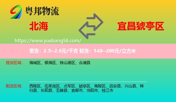 北海到猇亭區(qū)物流