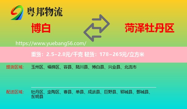 博白縣到牡丹區(qū)物流