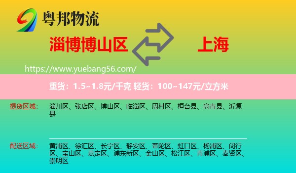 博山區(qū)到上海物流