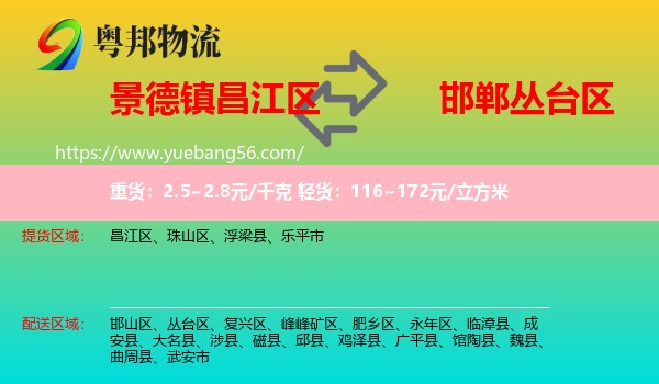 昌江區(qū)到叢臺(tái)區(qū)物流