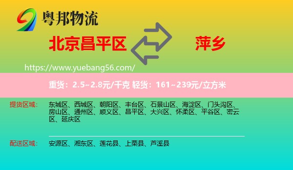 昌平區(qū)到萍鄉(xiāng)物流