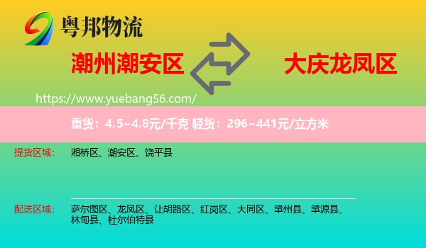 潮安區(qū)到龍鳳區(qū)物流