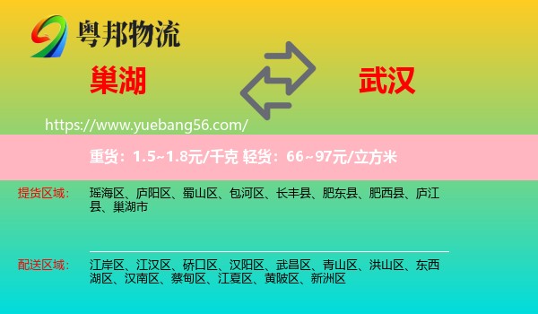 巢湖市到武漢物流