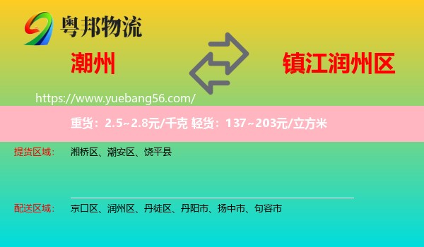 潮州到潤州區(qū)物流