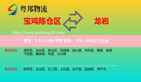 陳倉(cāng)區(qū)到龍巖物流