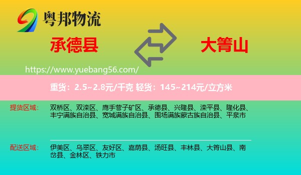 承德縣到大箐山縣物流