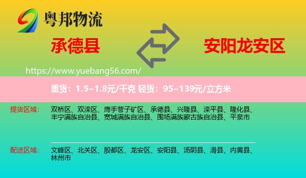 承德縣到龍安區(qū)物流
