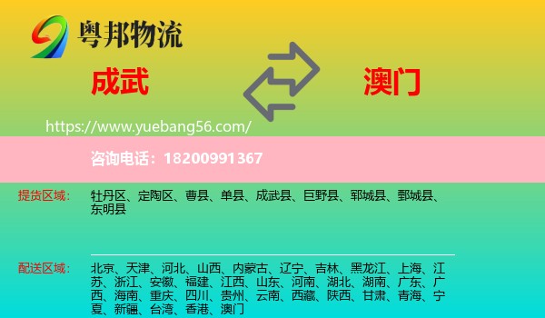 成武縣到澳門物流