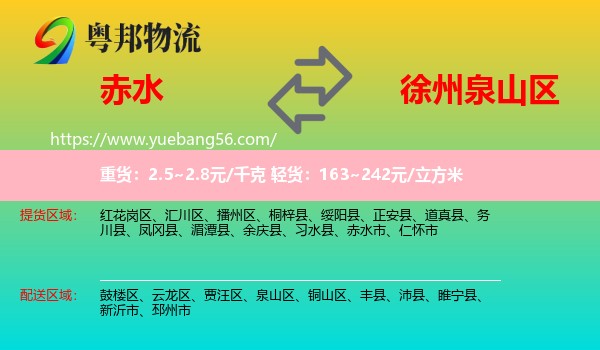 赤水市到泉山區(qū)物流