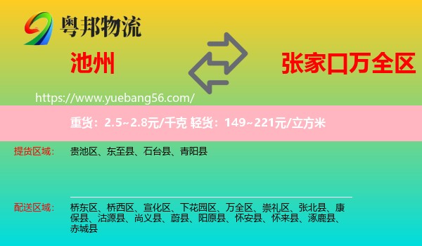池州到萬全區(qū)物流