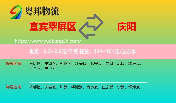 翠屏區(qū)到慶陽物流