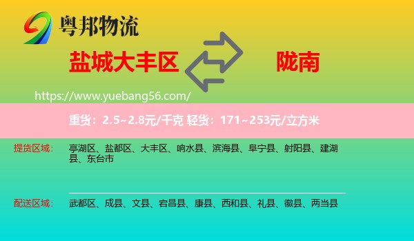 大豐區(qū)到隴南物流