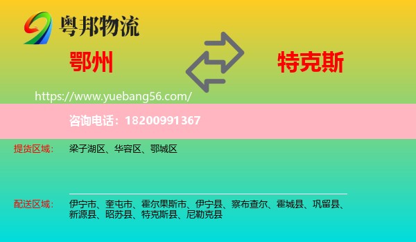 鄂州到特克斯縣物流