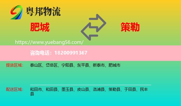 肥城市到策勒縣物流