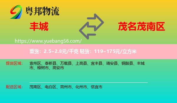 豐城市到茂南區(qū)物流