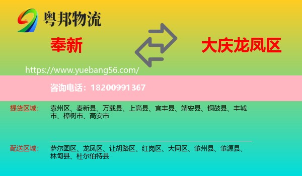 奉新縣到龍鳳區(qū)物流