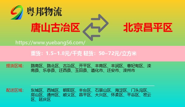 古冶區(qū)到昌平區(qū)物流