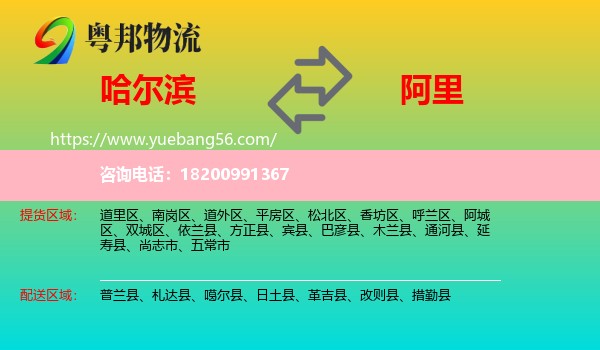 哈爾濱到阿里物流