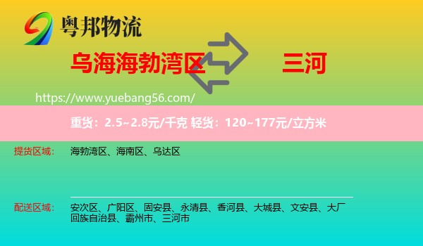 海勃灣區(qū)到三河市物流