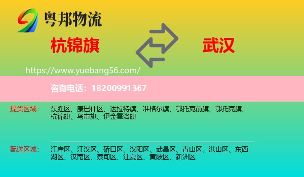 杭錦旗到武漢物流