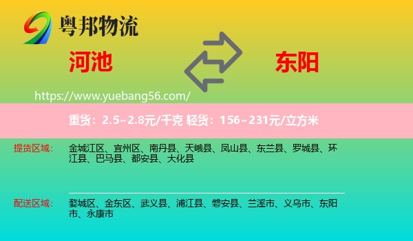 河池到東陽(yáng)市物流