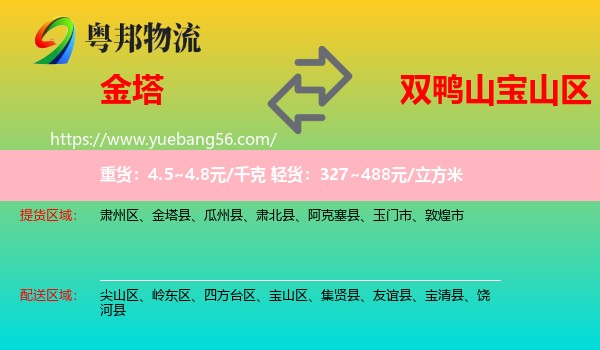 金塔縣到寶山區(qū)物流