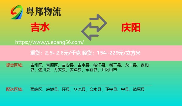 吉水縣到慶陽物流