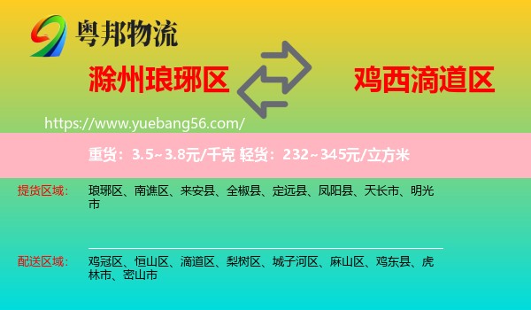 瑯琊區(qū)到滴道區(qū)物流