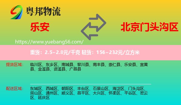 樂安縣到門頭溝區(qū)物流