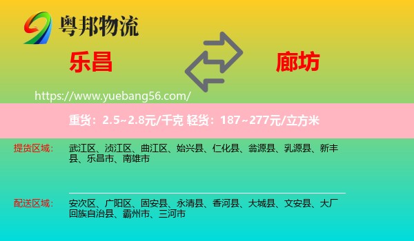 樂昌市到廊坊物流