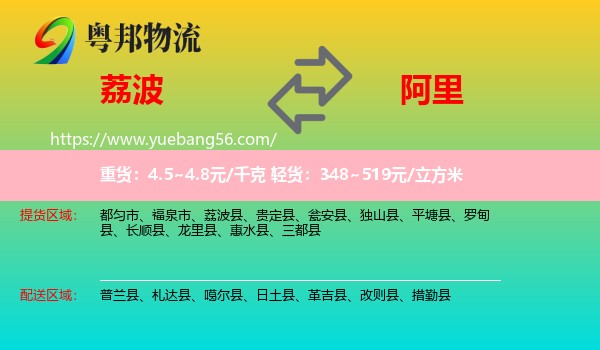 荔波縣到阿里物流