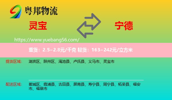 靈寶市到寧德物流