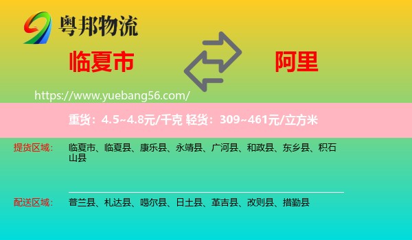 臨夏市到阿里物流