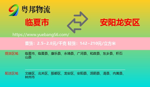 臨夏市到龍安區(qū)物流