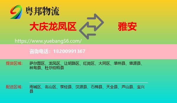 龍鳳區(qū)到雅安物流