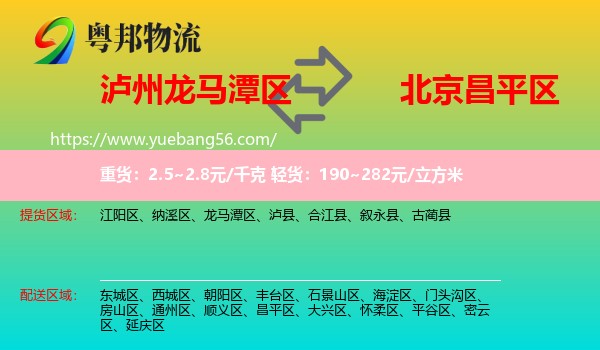 龍馬潭區(qū)到昌平區(qū)物流