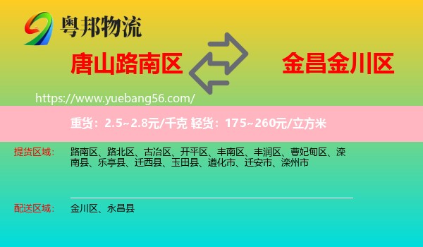 路南區(qū)到金川區(qū)物流