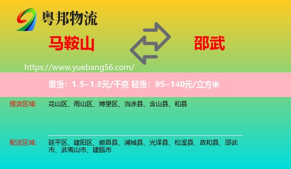 馬鞍山到邵武市物流