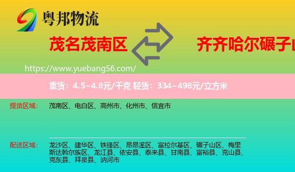 茂南區(qū)到碾子山區(qū)物流